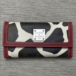 Dooney & Bourke Black and White Wallet with Burgundy Trim